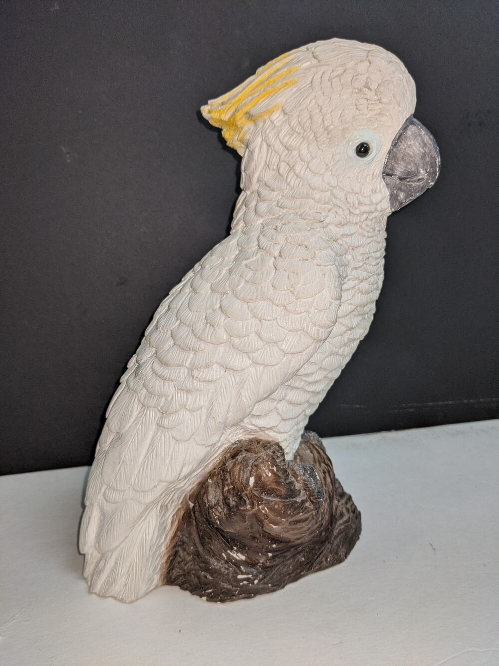 1987 Vintage Sandicast Handcast Handpainted White Cockatiel Sculpture